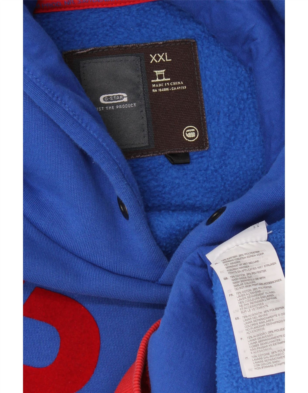 G-STAR muška majica s kapuljačom s grafičkim motivima 2XL pamuk plave boje