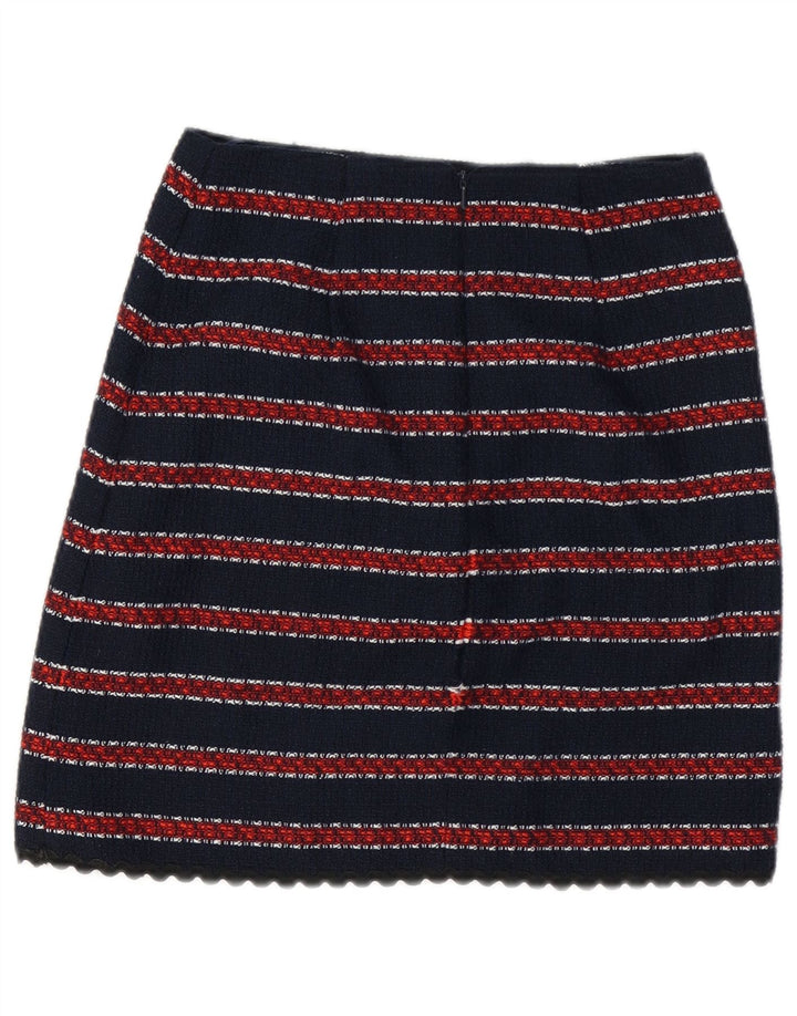 WAREHOUSE ženska mini suknja UK 8 mala W26 tamnoplavi prugasti poliester