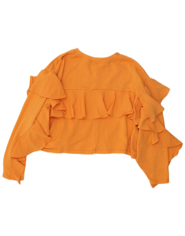 Zara ženska majica s dugim rukavima s prednjim rubovima, UK 16, veliki žuti pamuk