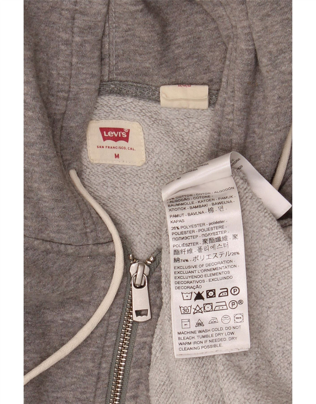Levi's muški pulover s kapuljačom na patentni zatvarač, srednje sivi flekasti pamuk