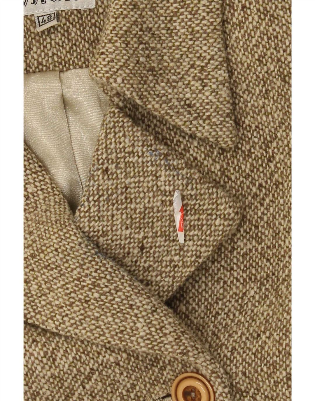 Vintage ženski kaput s dvorednim kopčanjem IT 48 XL kaki šarena vuna