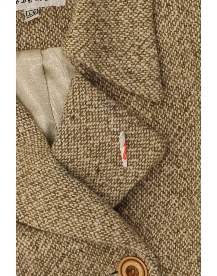 Vintage ženski kaput s dvorednim kopčanjem IT 48 XL kaki šarena vuna