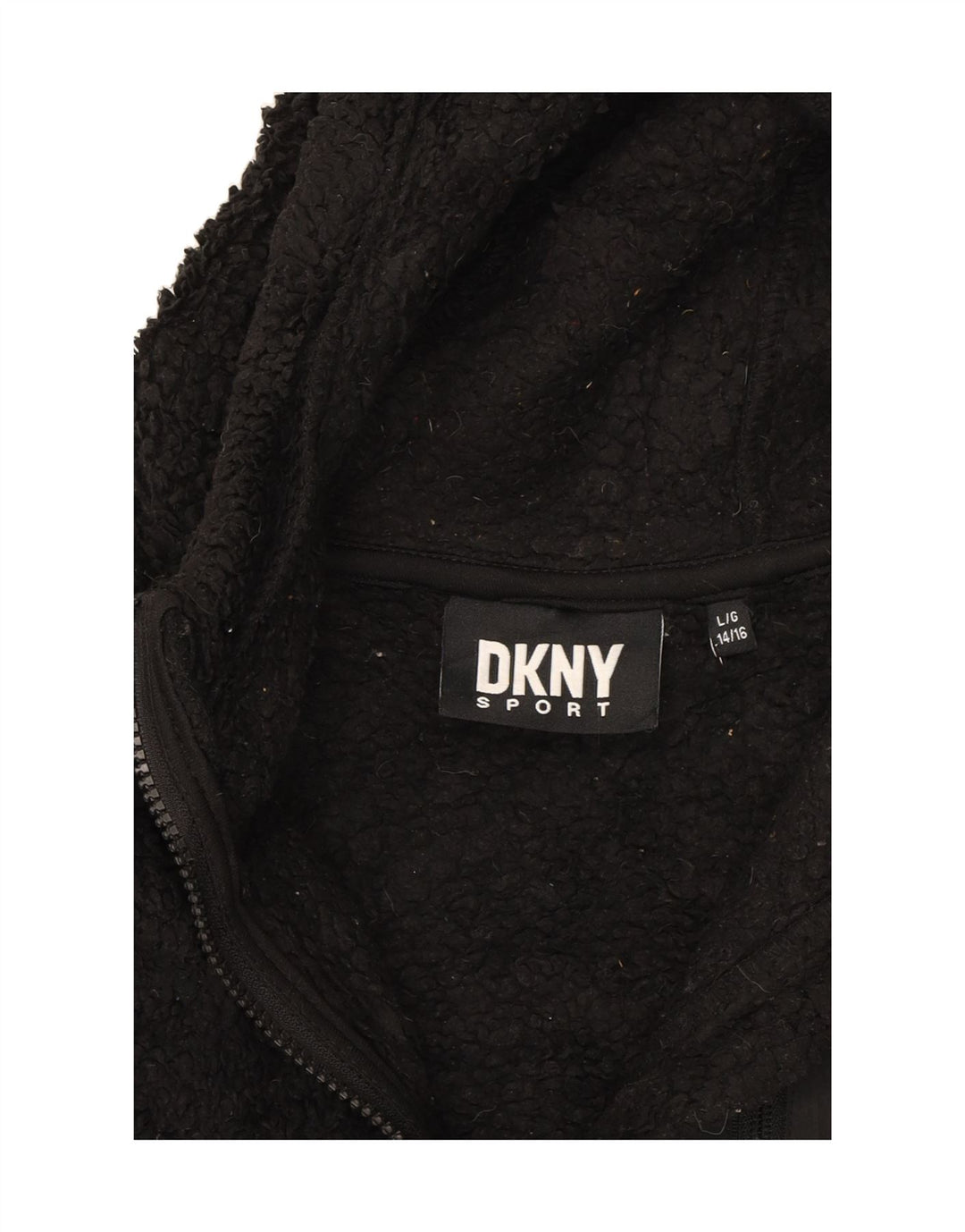 DKNY Boys Hooded Fleece Jacket 14-15 Years Large Black Polyester Vintage Dkny and Second-Hand Dkny from Messina Hembry 