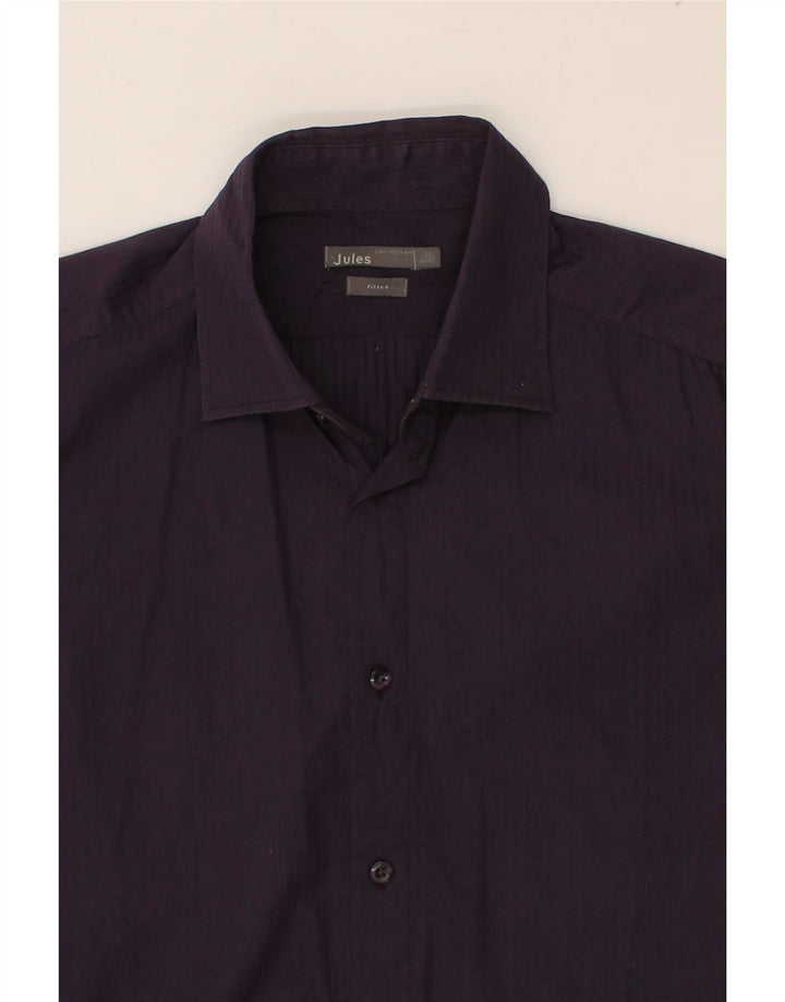 JULES Mens Fitted Shirt Size 41/42 Large Purple Cotton Vintage Jules and Second-Hand Jules from Messina Hembry 