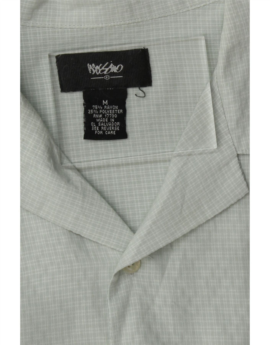 MOSSIMO Mens Short Sleeve Shirt Medium Grey Check Rayon Vintage Mossimo and Second-Hand Mossimo from Messina Hembry 