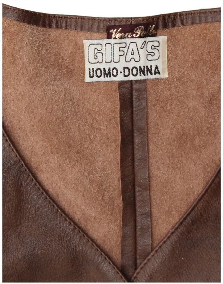 VINTAGE ženski kožni prsluk IT 48 XL smeđa koža