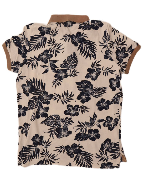 BENETTON Muška polo majica Muscle Fit Velika bijela pamučna cvjetna majica