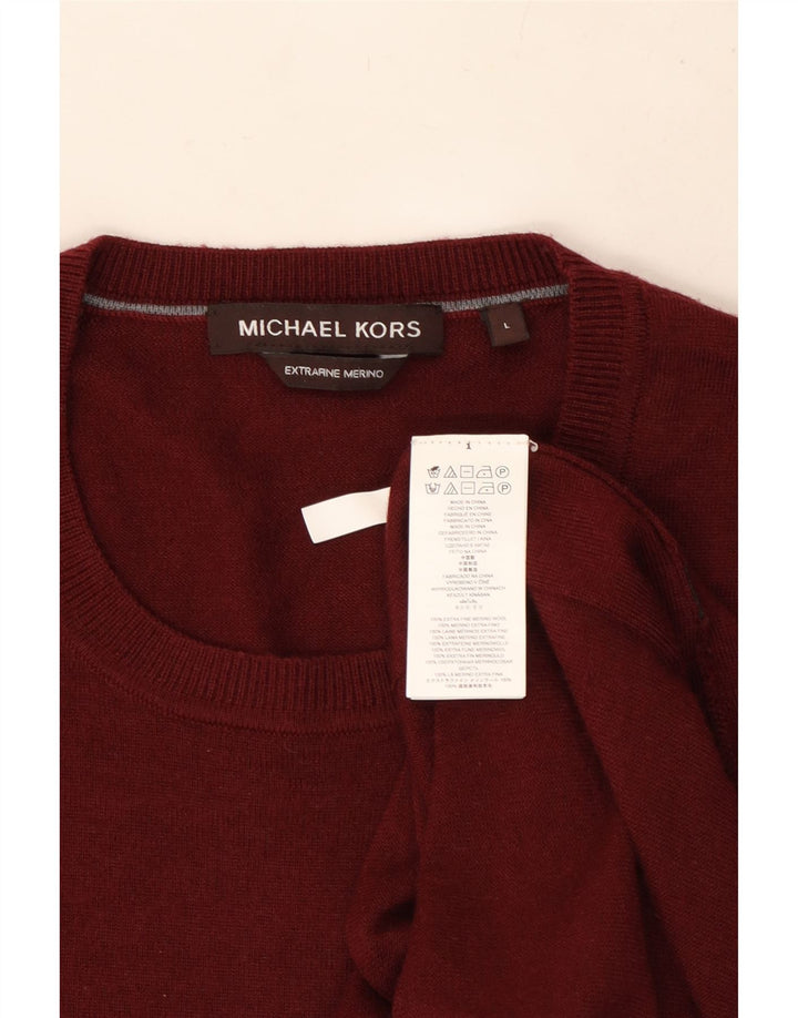 MICHAEL KORS Muški džemper s okruglim izrezom Veliki vuneni bordo