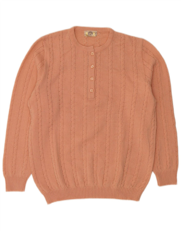 Vintage ženski džemper s okruglim izrezom UK 16 Veliki ružičasti vuneni