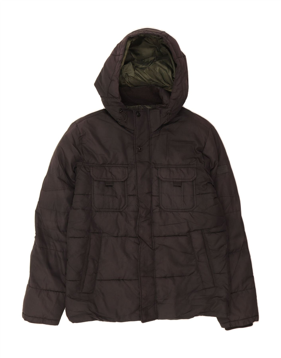 JACK & JONES Mens Hooded Padded Jacket UK 38 Medium Black Vintage Jack & Jones and Second-Hand Jack & Jones from Messina Hembry 