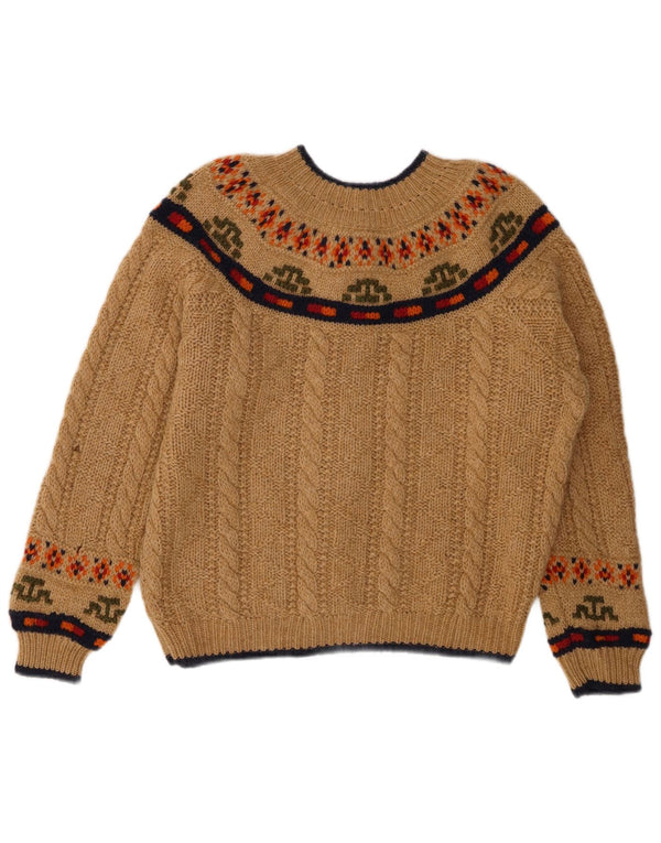 BENETTON ženski kardigan pulover UK 14 Large Beige Fair Isle
