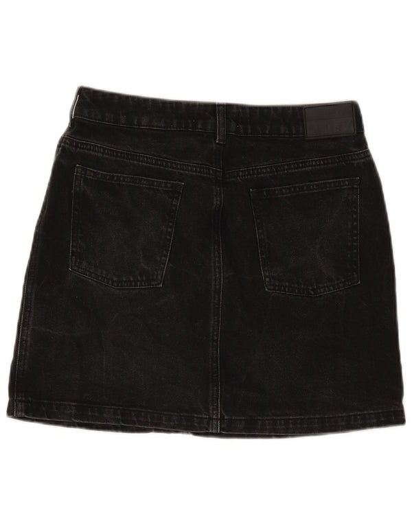 JACK WILLS Ženska mini traper suknja UK 10 Mala W27 crni pamuk