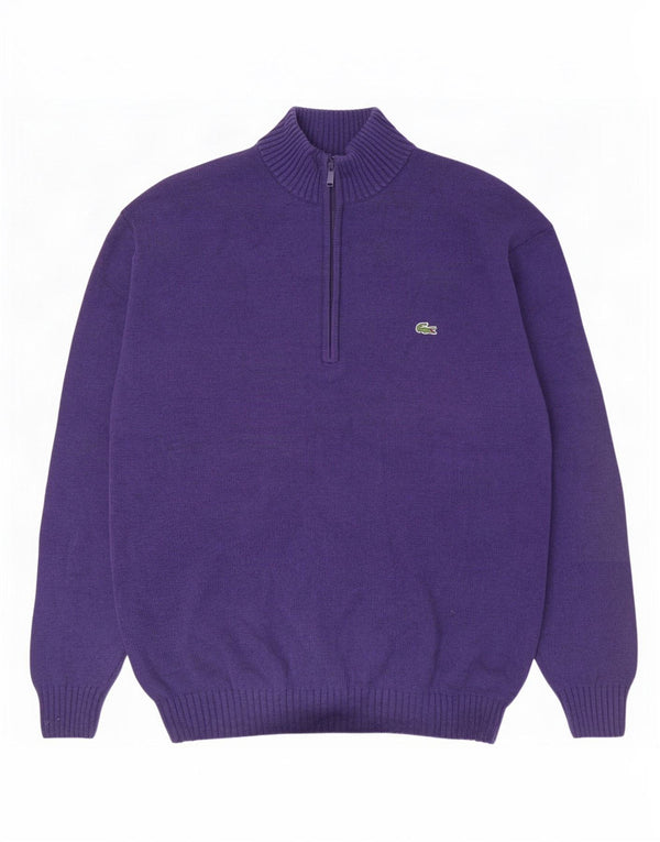 Lacoste muški džemper s izrezom s patentnim zatvaračem veličina 7 2XL ljubičasti pamuk