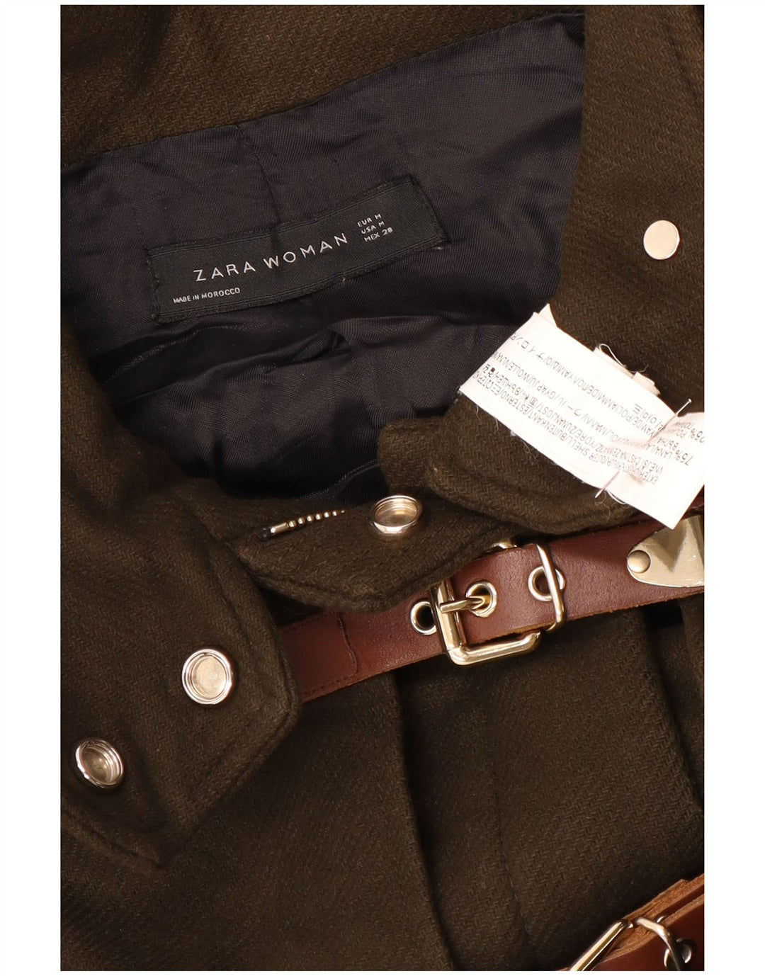 Zara ženska vjetrovka s kapuljačom, UK 14, srednja kaki vuna