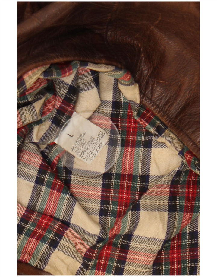 Americanino ženska prevelika kožna jakna UK 16 velika smeđa koža