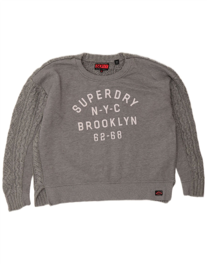 SUPERDRY Ženska prekomjerna trenirka s motivima UK 14 srednje siva