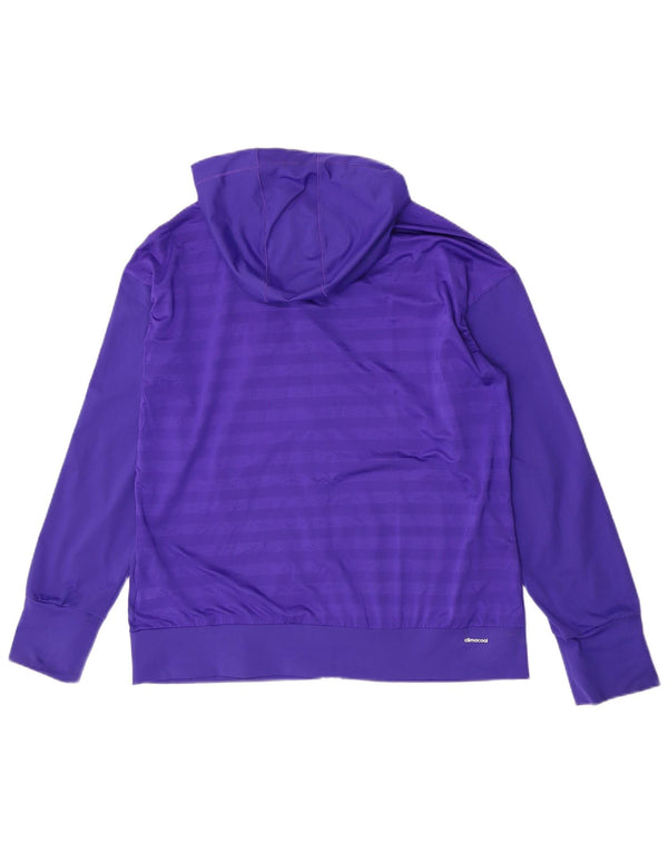 Adidas ženski Climacool pulover s kapuljačom s patentnim zatvaračem UK 20/22 XL ljubičasto na pruge