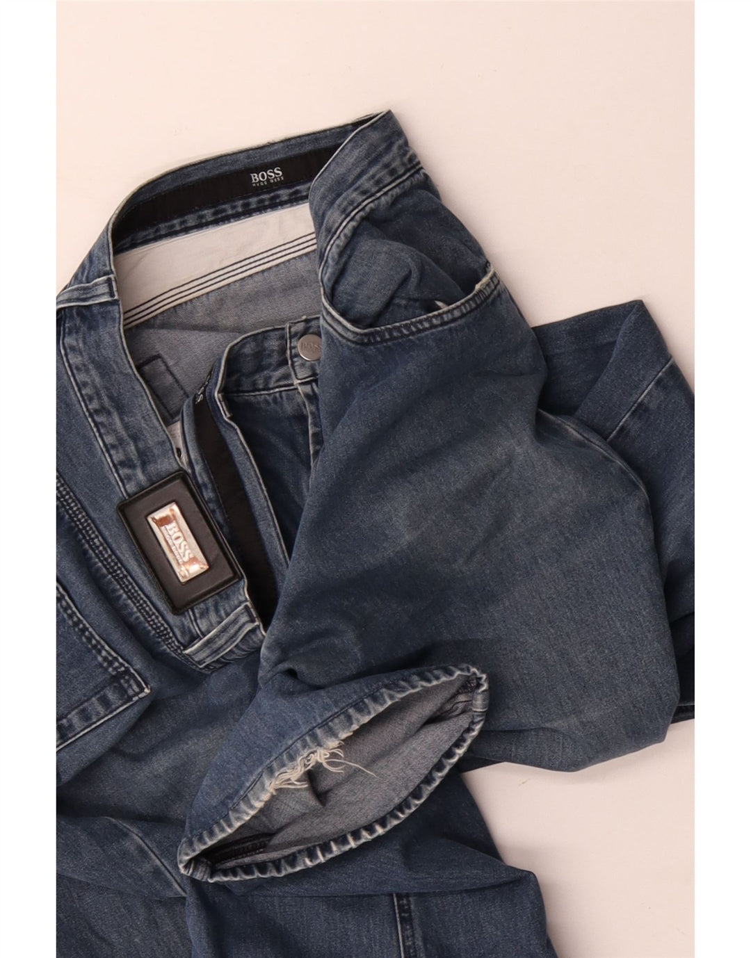 HUGO BOSS Mens Straight Jeans W38 L34 Blue Cotton Vintage Hugo Boss and Second-Hand Hugo Boss from Messina Hembry 