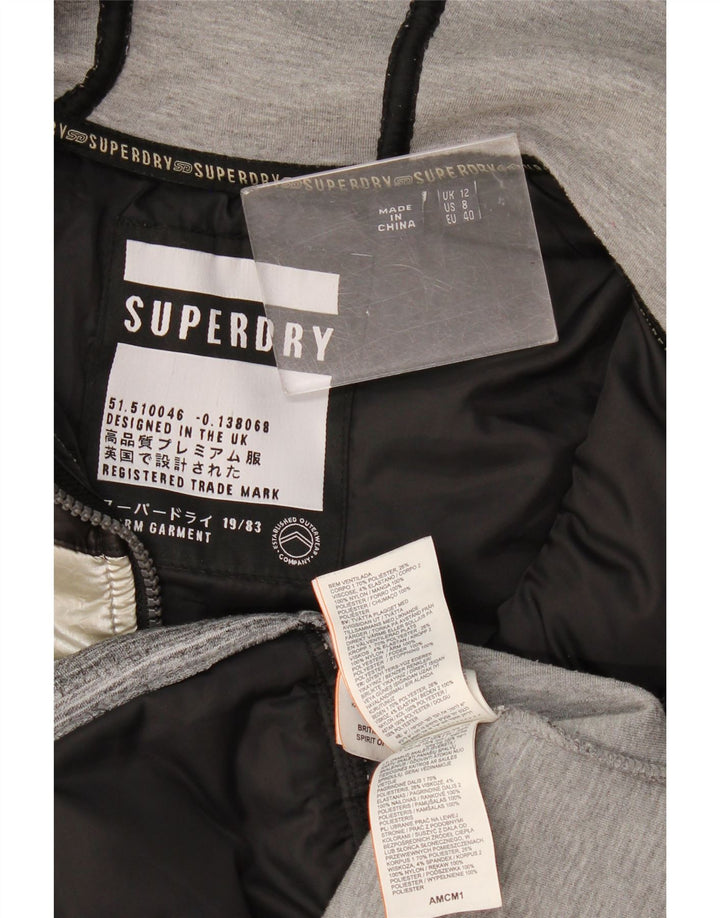 Superdry ženska podstavljena jakna s kapuljačom UK 12 srednje sivi najlon u boji