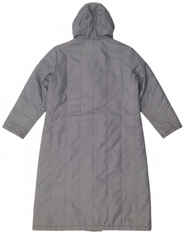 VINTAGE Womens Hooded Windbreaker Coat UK 14 Medium Grey Nylon
