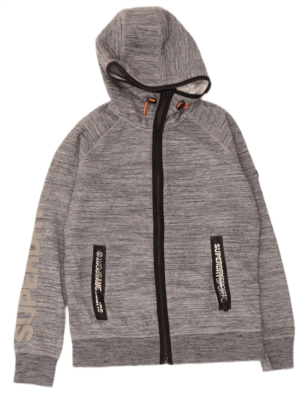 Superdry muški pulover s kapuljačom s patentnim zatvaračem srednje sivi pjegavi poliester