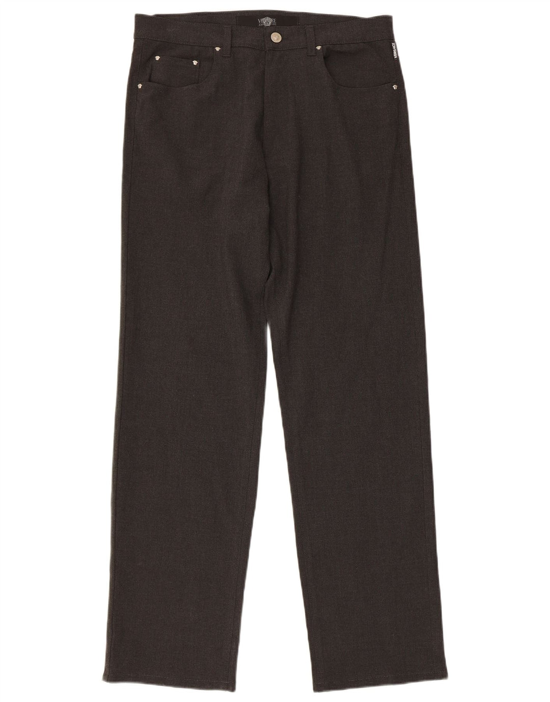VERSACE Mens Straight Casual Trousers  W34 L31 Grey Polyester