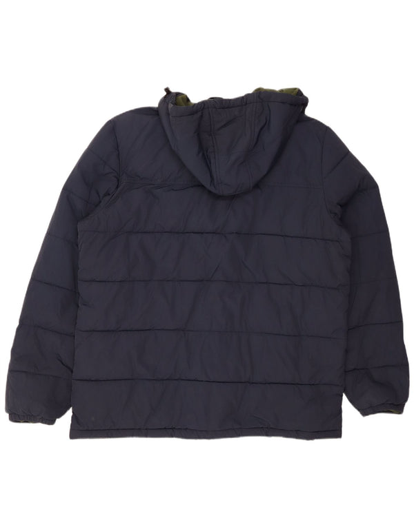 Muška podstavljena jakna s kapuljačom Lyle & Scott UK 42 XL tamnoplavi najlon