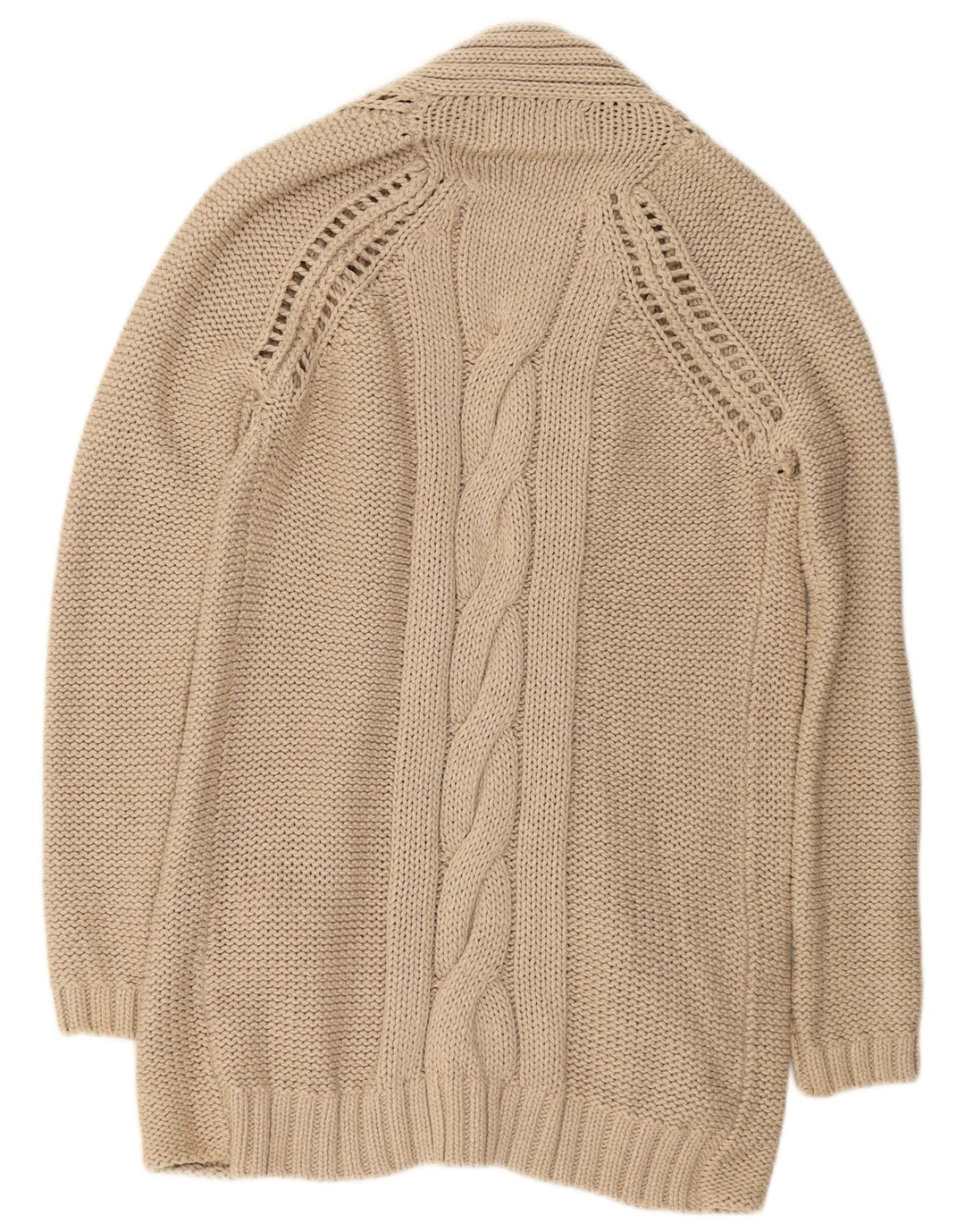 FAT FACE Womens Oversized Longline Open Cardigan Sweater UK 10 Small Beige