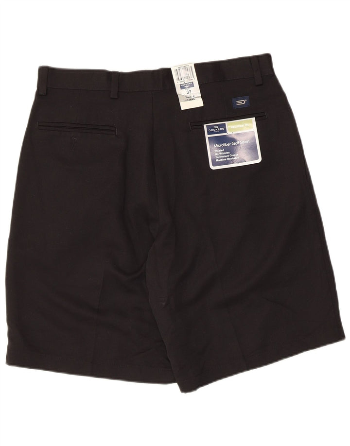 DOCKERS Muške kratke chino hlače s štipaljkama W32 Srednji crni poliester