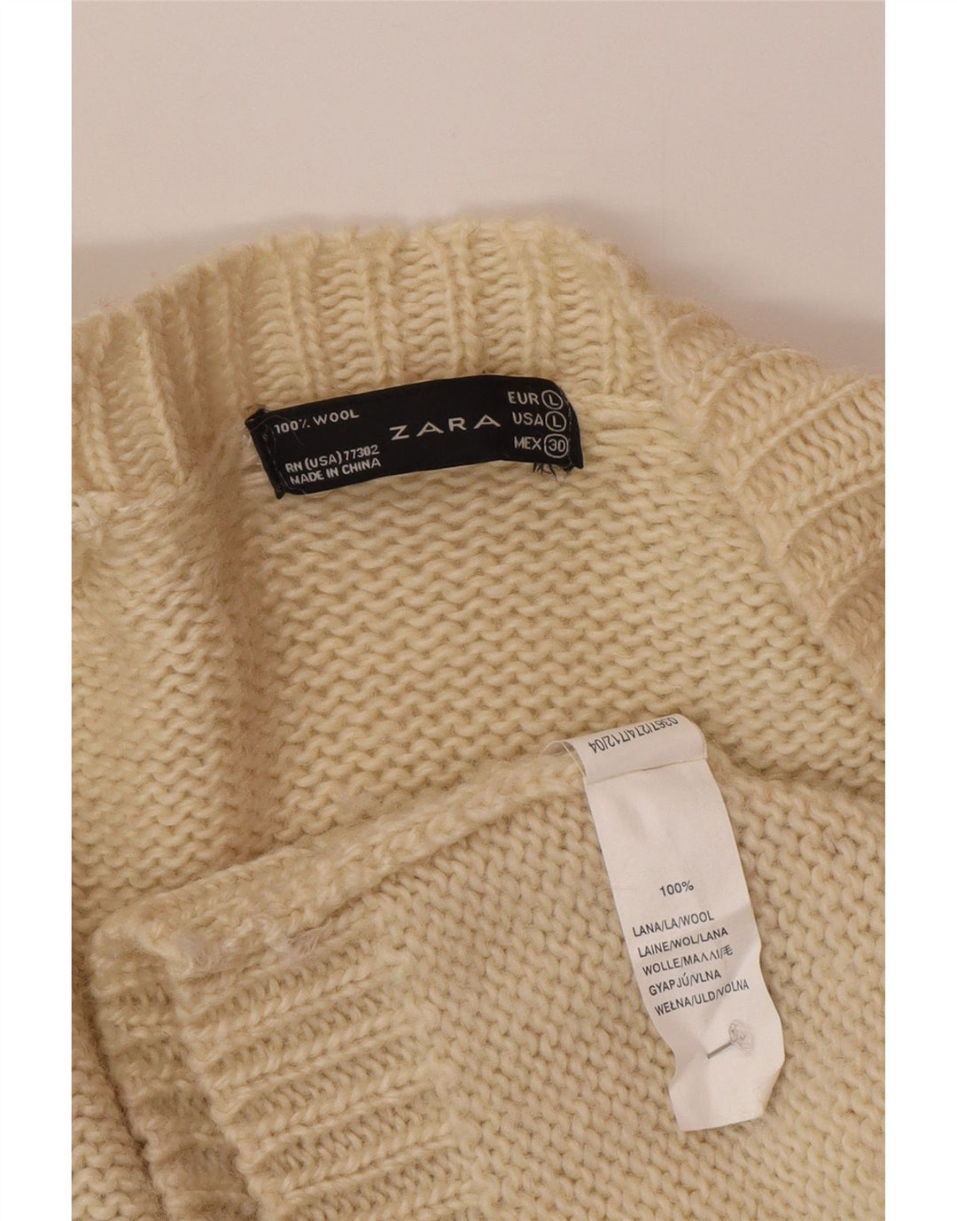 Zara ženski kardigan pulover UK 14 Large Off White Wool