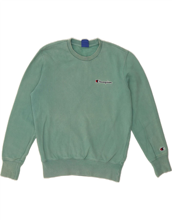CHAMPION Womens Oversized Sweatshirt Jumper UK 10 Small Green Cotton Vintage Champion and Second-Hand Champion from Messina Hembry 