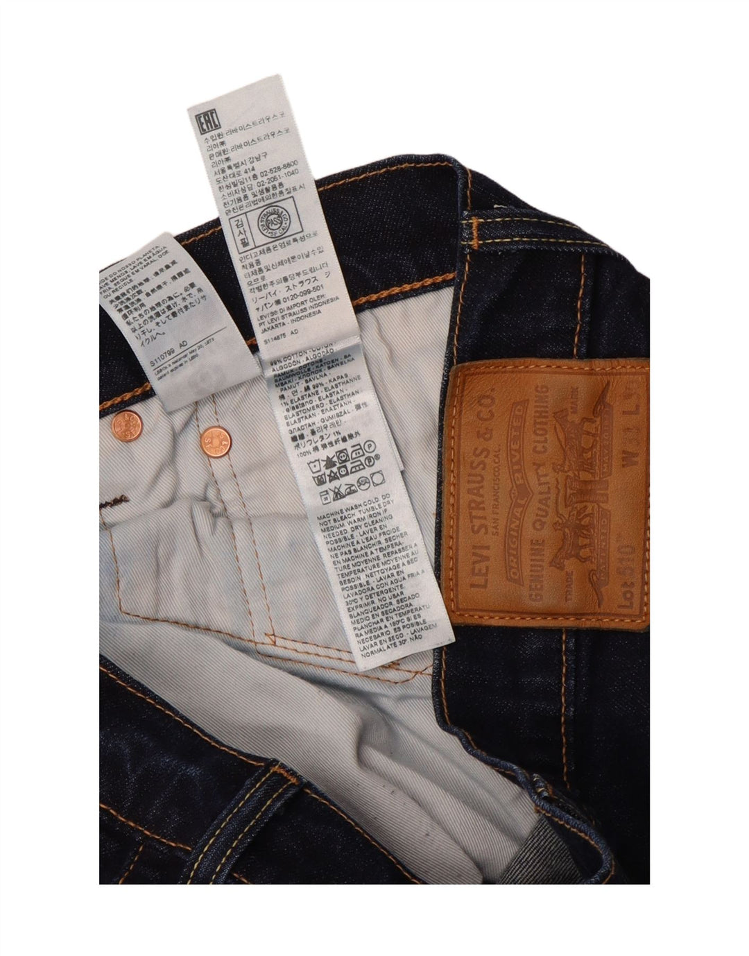 LEVI'S Muške 510 uske traperice W33 L28 tamnoplavi pamuk