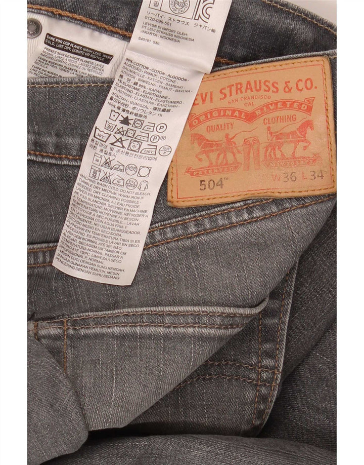 Levi's muške 504 ravne traperice W36 L34 sivi pamuk