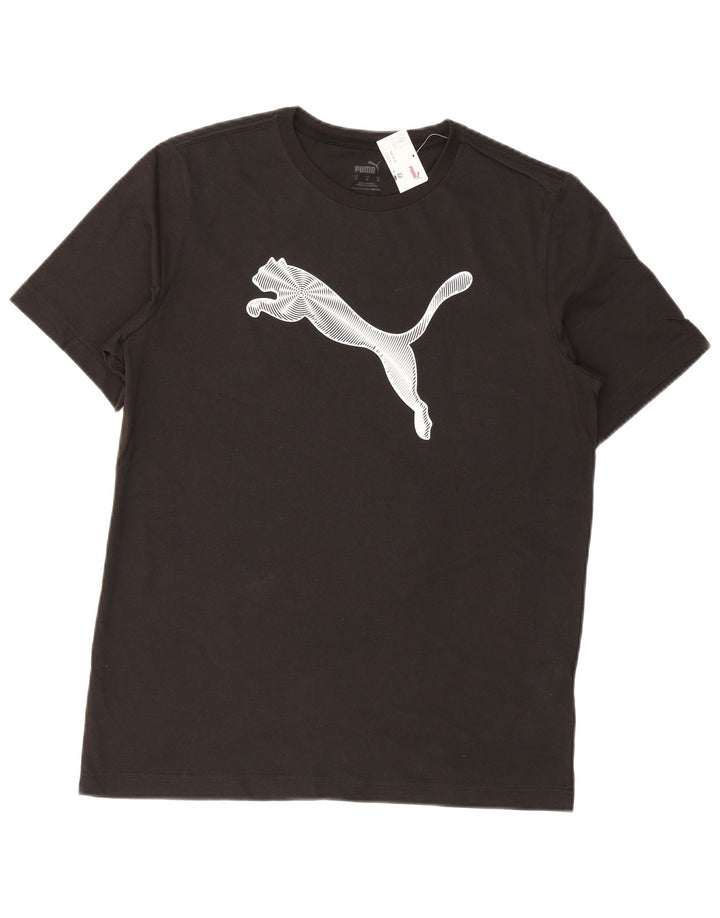 Puma muška grafička majica kratkih rukava Srednji crni pamuk