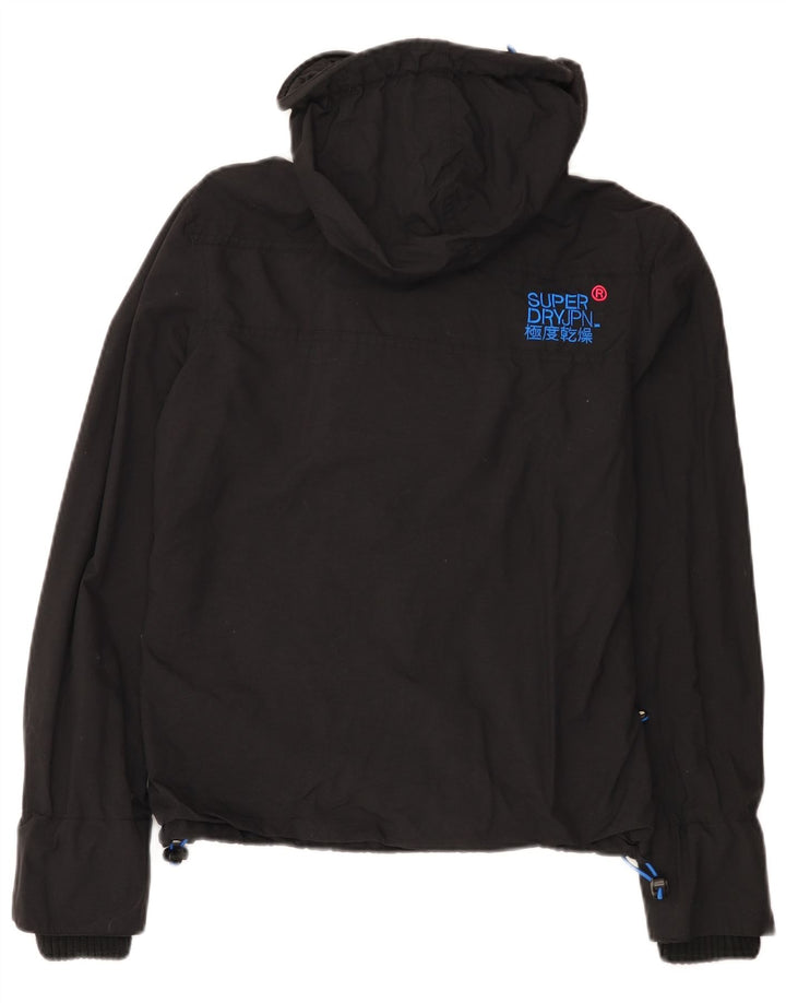Superdry ženska kišna jakna s kapuljačom UK 14 Srednje crni najlon