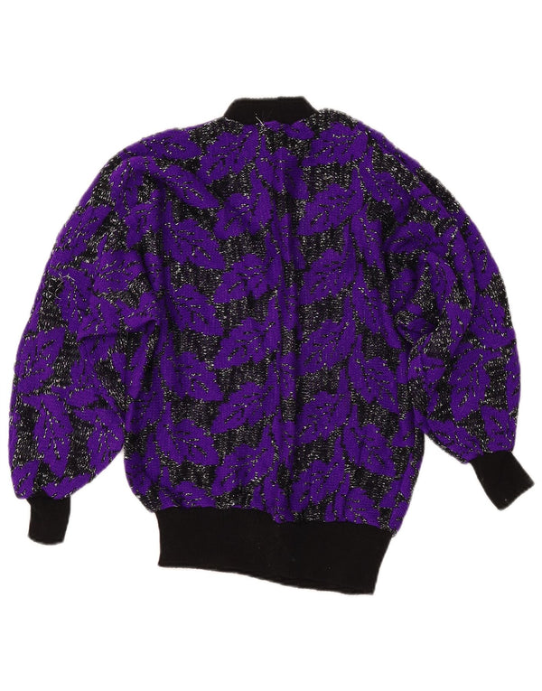 VINTAGE ženski džemper s kornjačičastim ovratnikom UK 8 Mali blok ljubičaste boje