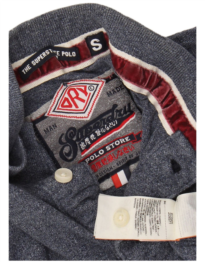 SUPERDRY muška polo majica dugih rukava s grafičkim motivima, mala tamnoplava pamuk