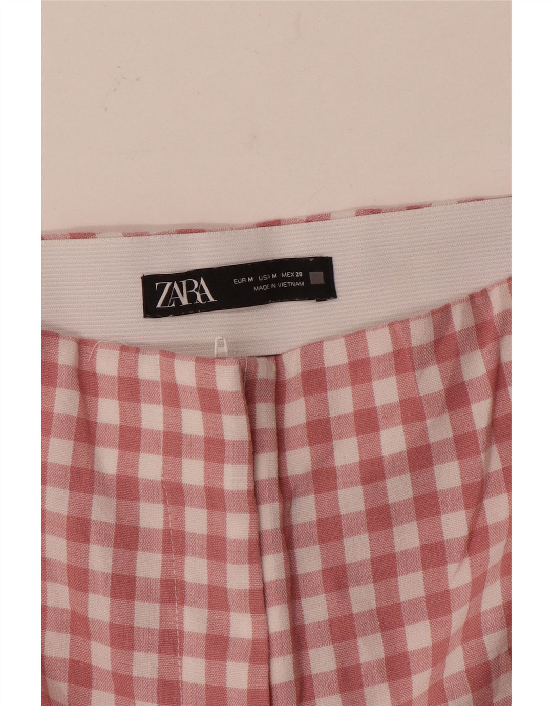 Zara ženske ravne skraćene hlače srednje veličine W28 L25, ružičasti karirani
