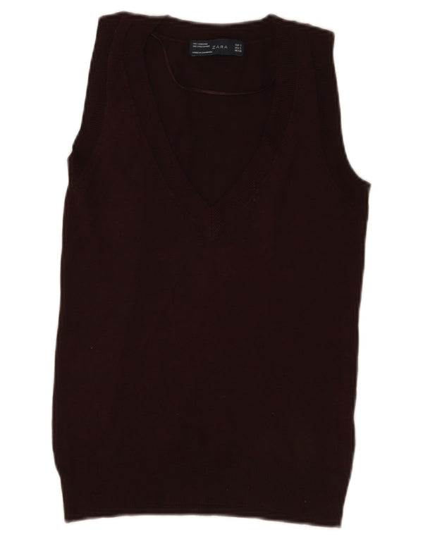 Zara ženski prsluk UK 10 Small Brown Viskoza