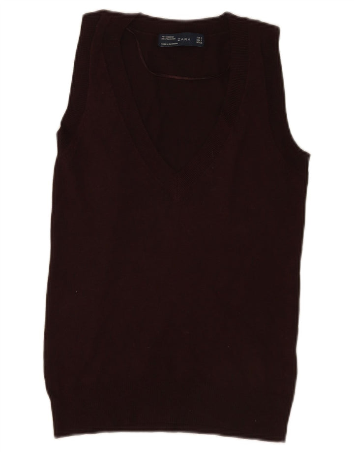 Zara ženski prsluk UK 10 Small Brown Viskoza