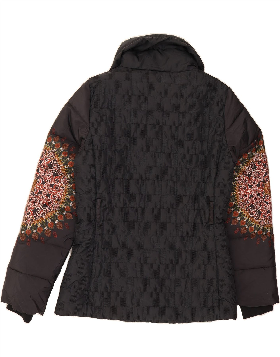 DESIGUAL Womens Padded Jacket EU 40 Medium Black Patchwork Polyester Vintage Desigual and Second-Hand Desigual from Messina Hembry 