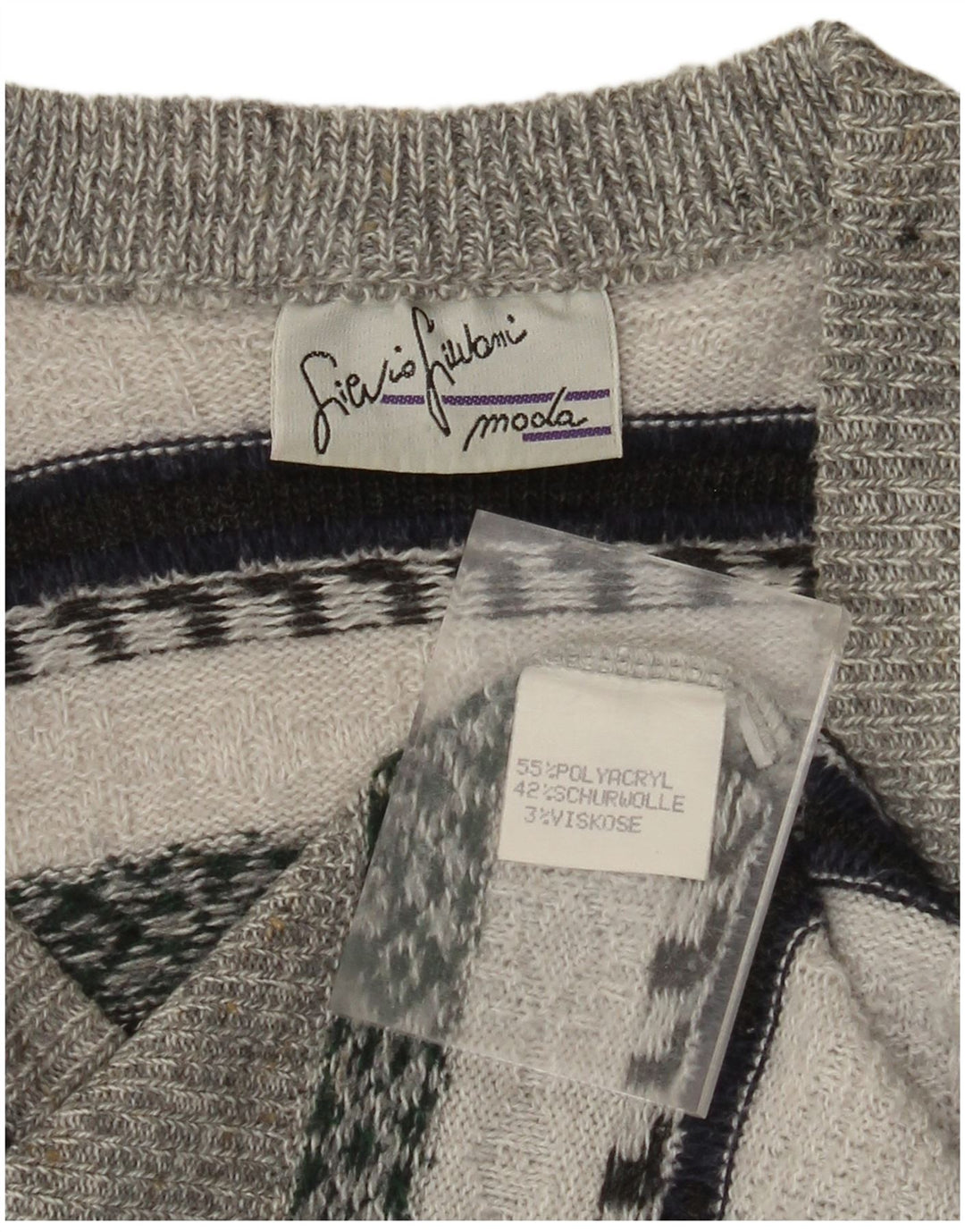 VINTAGE muški prsluk bez rukava Srednje sivi prugasti poliakril