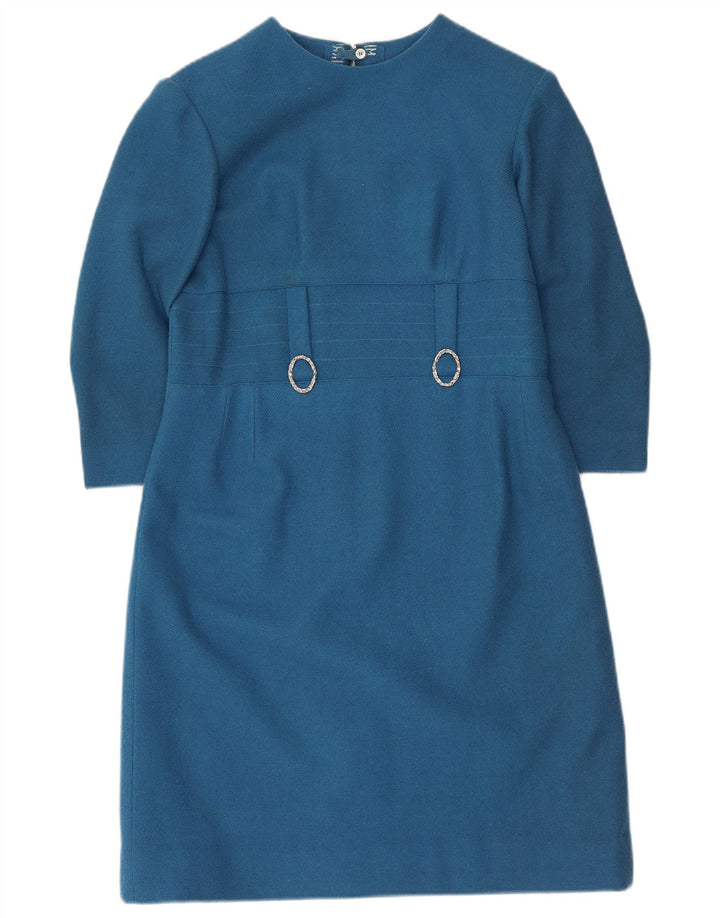 VINTAGE ženska haljina s plaštom 3/4 rukava UK 12 srednje plava