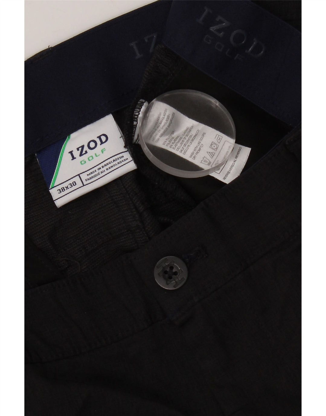 Izod muške ravne ležerne hlače W38 L26 crni poliester