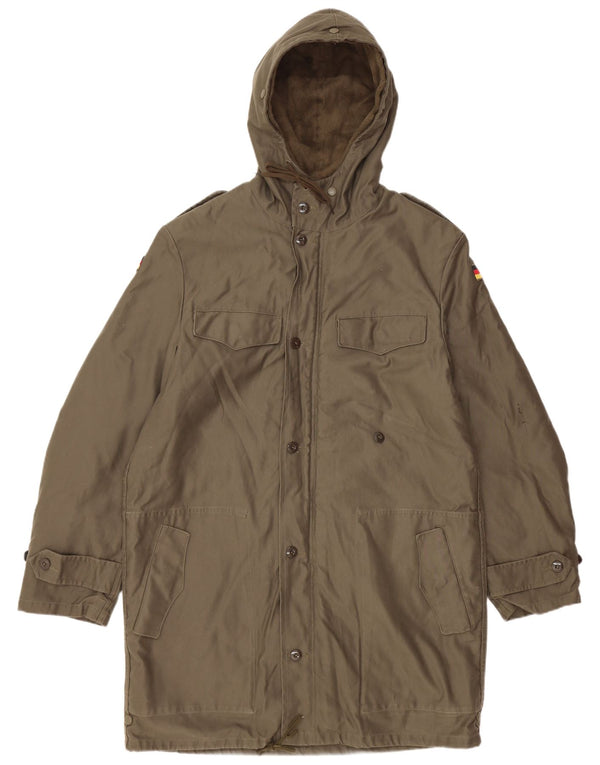 Vintage muška vojna parka jakna s kapuljačom UK 38 srednje kaki boje