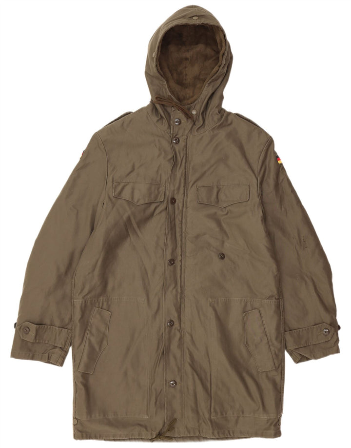 Vintage muška vojna parka jakna s kapuljačom UK 38 srednje kaki boje
