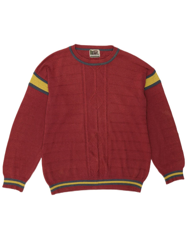 Vintage muški džemper s okruglim izrezom velike ružičaste boje