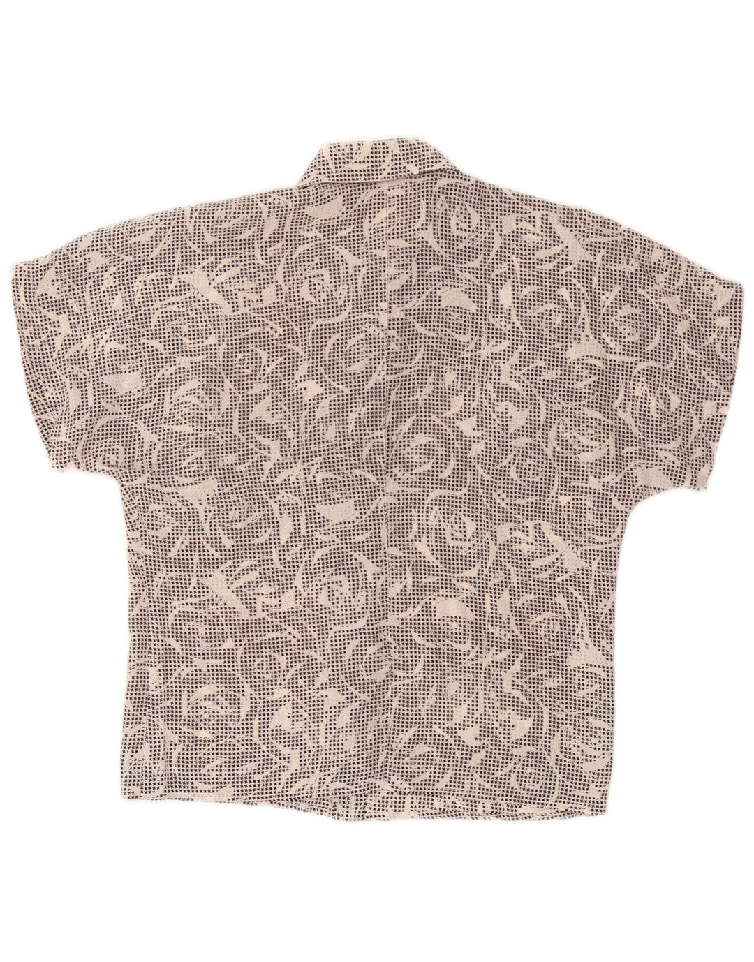 Vintage ženska košulja kratkih rukava UK 14 srednje crne ptičje zube