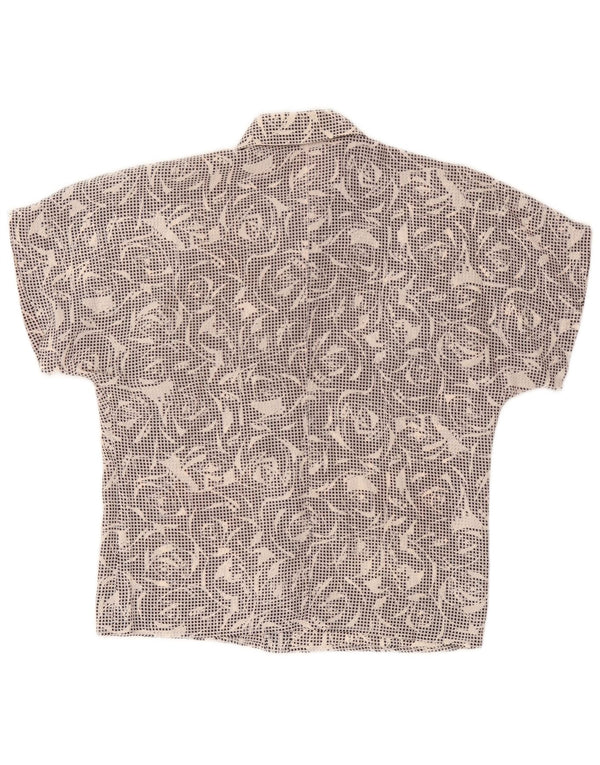 Vintage ženska košulja kratkih rukava UK 14 srednje crne ptičje zube