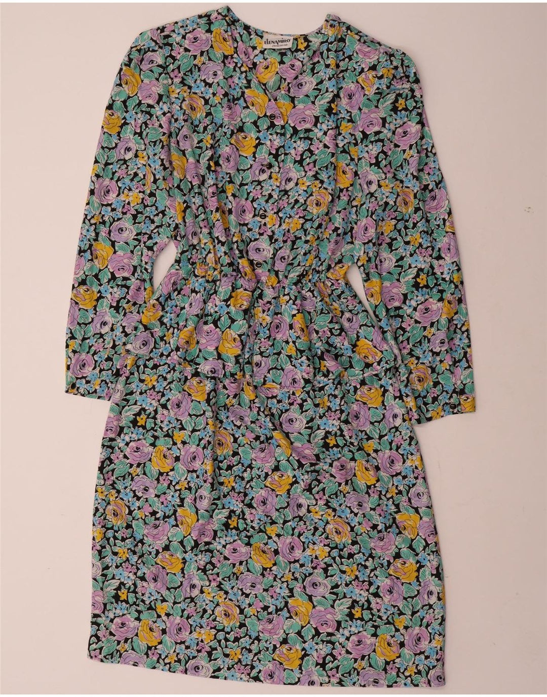 ELENA MIRO Ženska haljina s peplumom dugih rukava UK 22 3XL Raznobojna cvjetna haljina